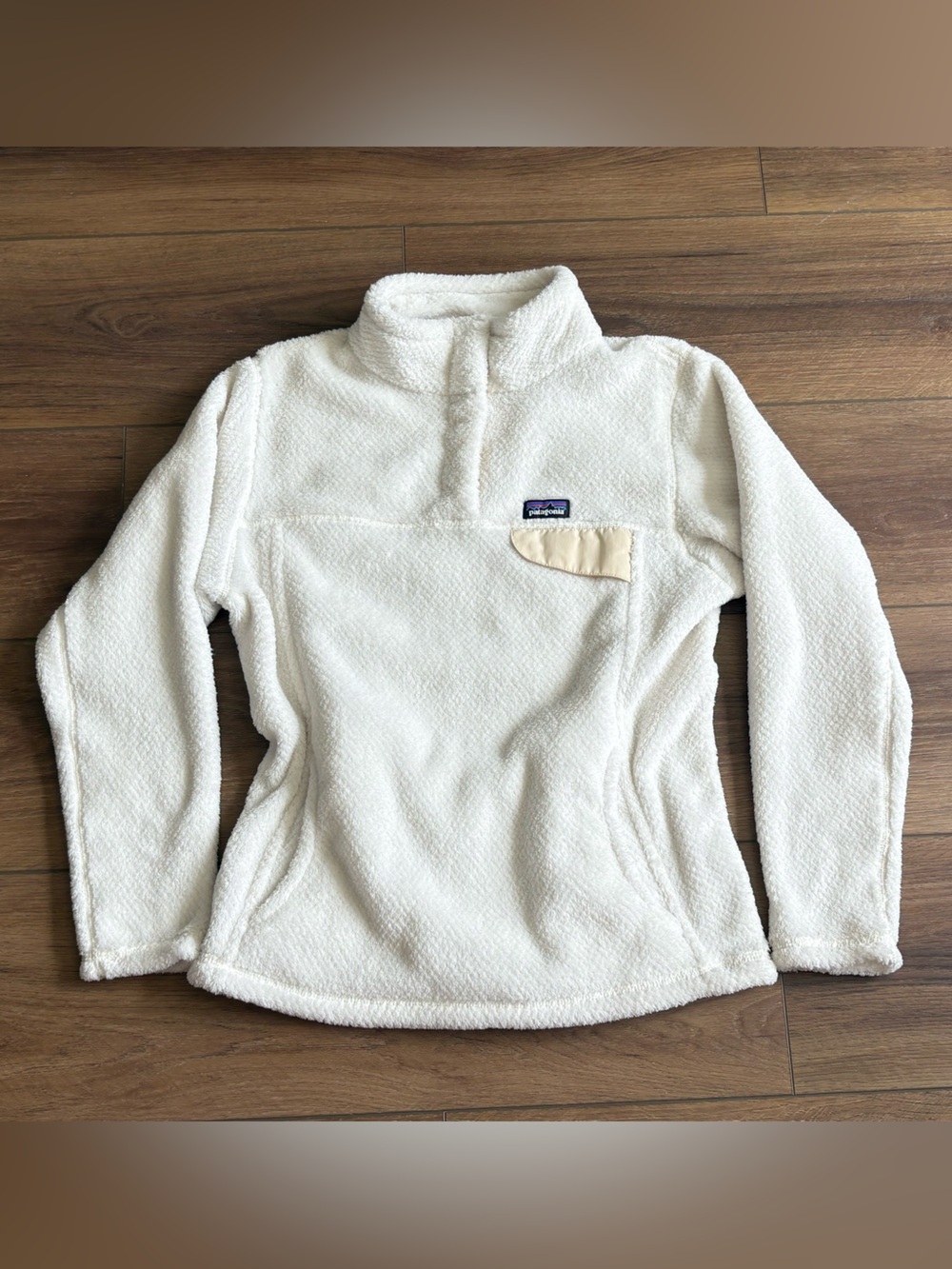 Patagonia Re-Tool Snap-T Pullover Fleece Size Large Girls Ivory Hiking Preppy